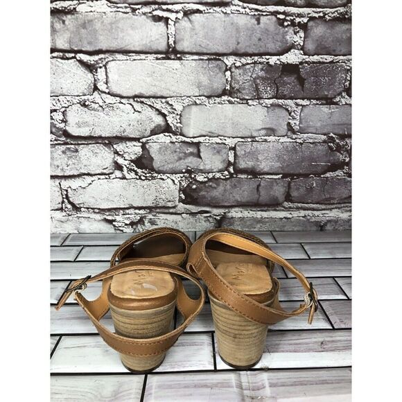 Mariella Brown Leather Woven Cross AnkleStrap Heel Sandals Women Sz 7.5M US/38EU - Picture 6 of 16